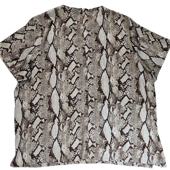 Worthington Animal Print Blouse Womens XL Brown Snake Career Office Workwear Top - Picture 2 of 7